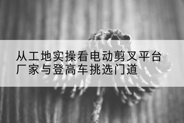 比如电动剪叉升降平台厂家-从工地实操看电动剪叉平台厂家与登高车挑选门道